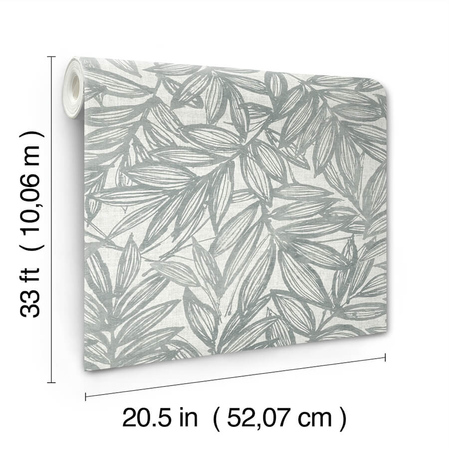 rhythmic-grey-leaf-wallpaper-york-wallcoverings-4146-27234 - York Wallcoverings Papel pintado