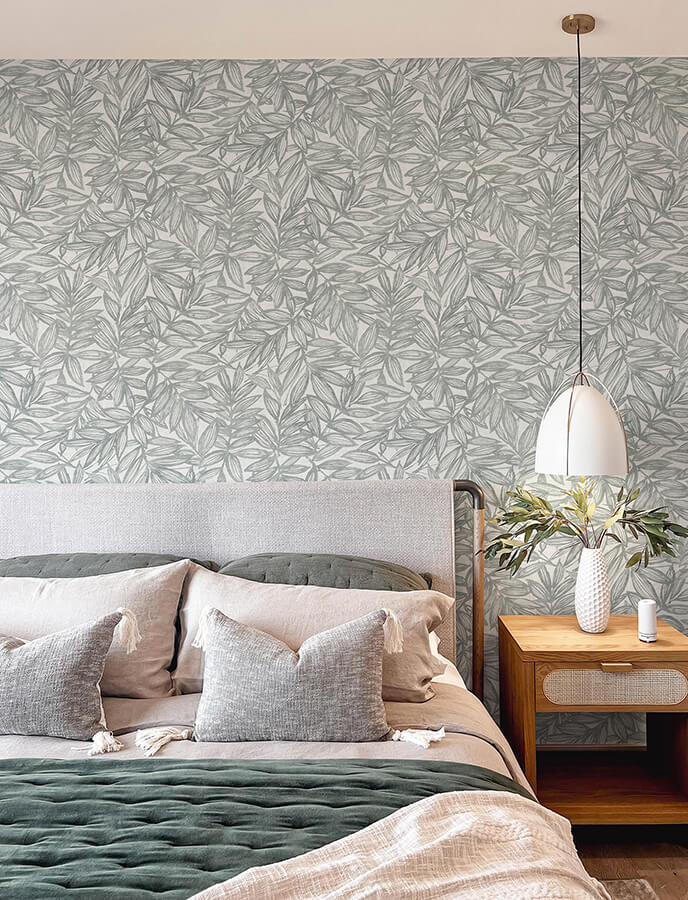 rhythmic-grey-leaf-wallpaper-york-wallcoverings-4146-27234 - York Wallcoverings Papel pintado