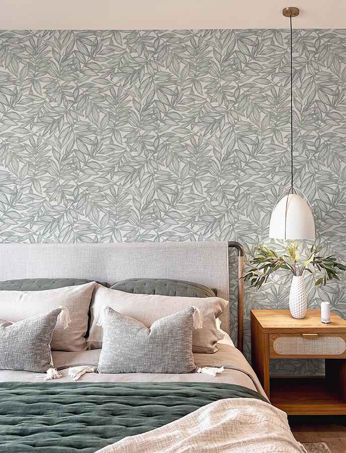 Rhythmic Grey Leaf Wallpaper - York Wallcoverings - 4146-27234 - York Wallcoverings Wallpaper