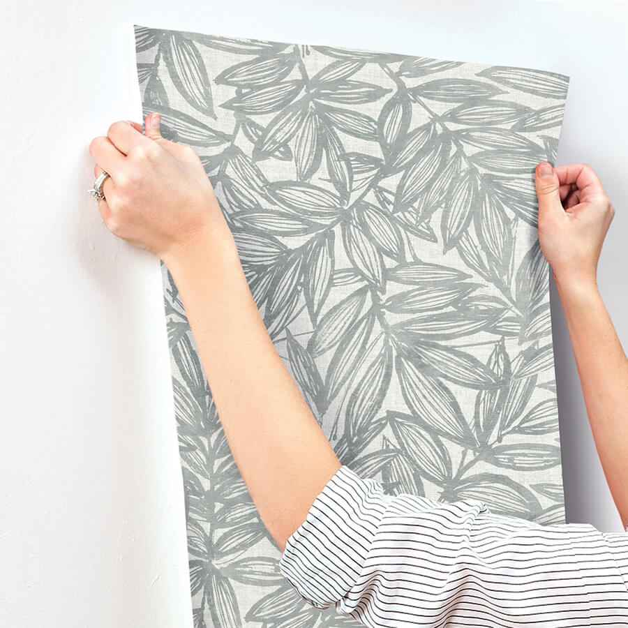 Rhythmic Grey Leaf Wallpaper - York Wallcoverings - 4146-27234 - York Wallcoverings Wallpaper