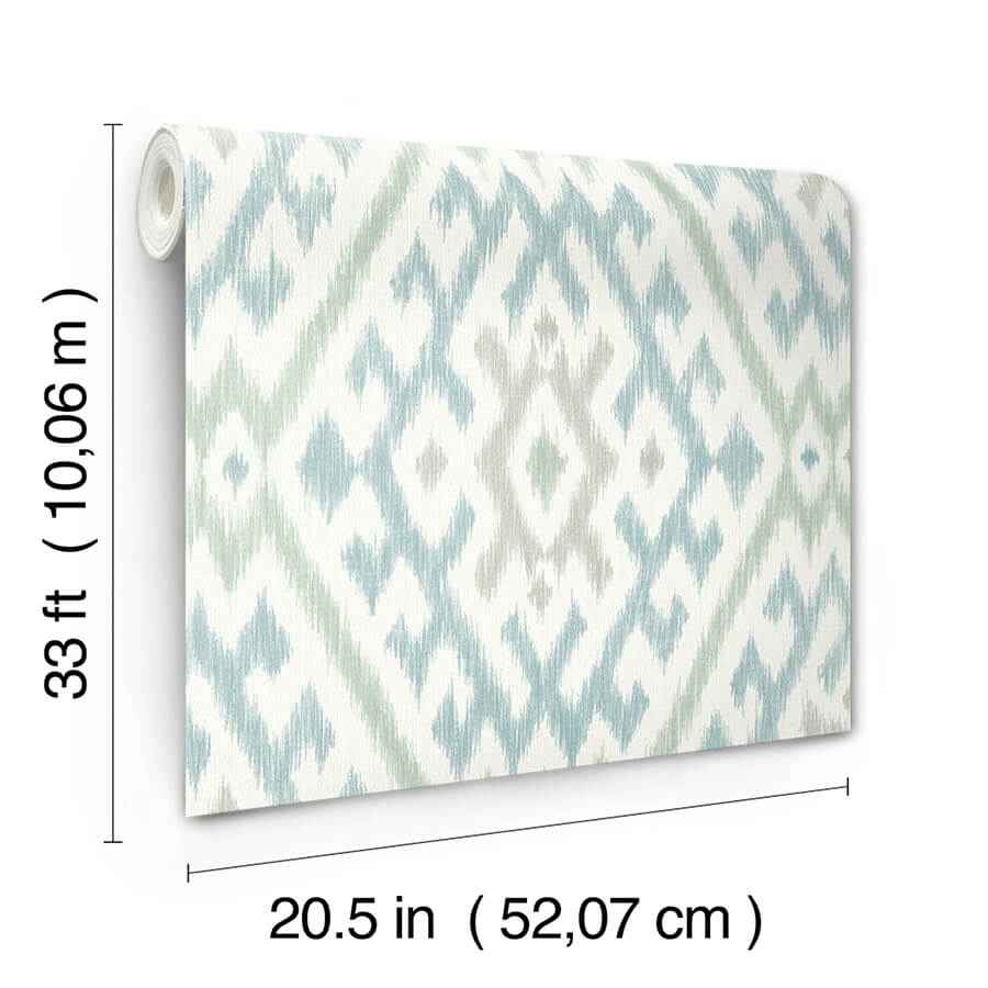 Solola Aqua Ikat Wallpaper - York Wallcoverings - 4146-27236