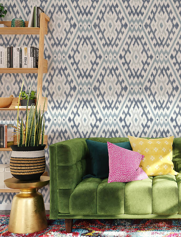 solola-blue-ikat-wallpaper-york-wallcoverings-4146-27238 - York Wallcoverings Wallpaper