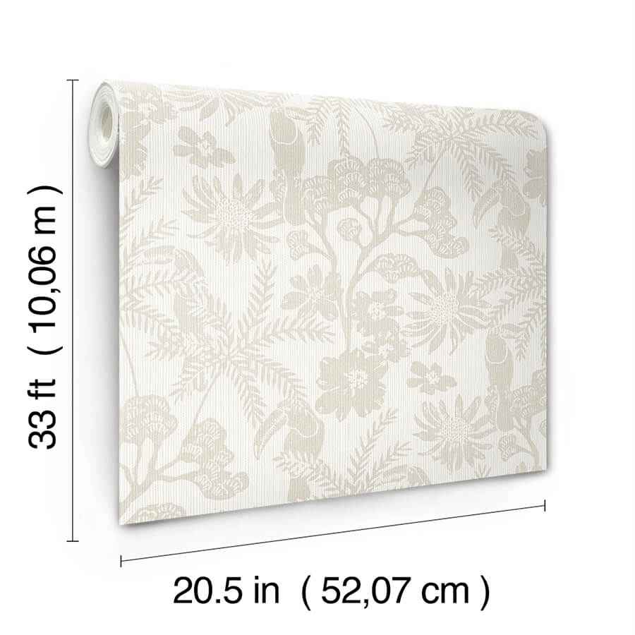 Jacaranda Taupe Tropical Trail Wallpaper - York Wallcoverings - 4146-27246