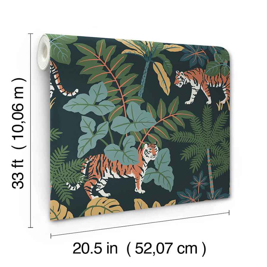 Caspian Navy Jungle Prowl Wallpaper - York Wallcoverings - 4146-27248 - York Wallcoverings Wallpaper