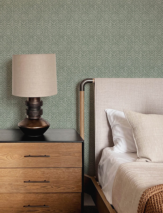 gallivant-green-woven-geometric-wallpaper-york-wallcoverings-4146-27256 - York Wallcoverings Wallpaper