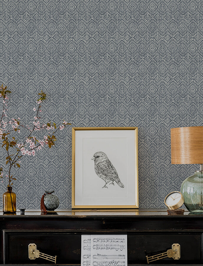 gallivant-indigo-woven-geometric-wallpaper-york-wallcoverings-4146-27257 - York Wallcoverings Wallpaper