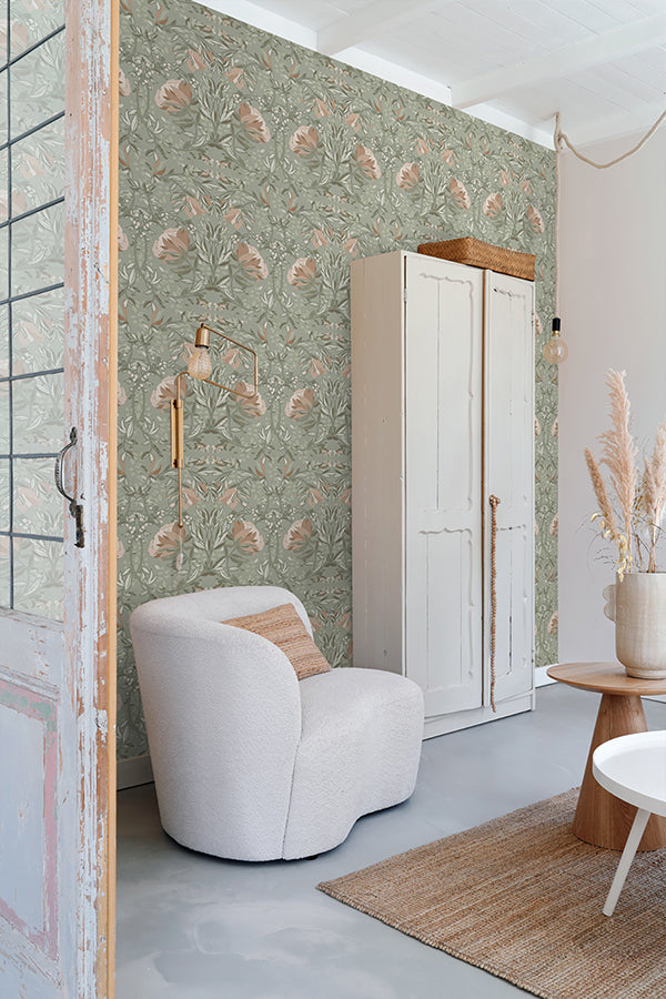 ester-sage-nouveau-blooms-wallpaper-york-wallcoverings-dd139419 - York Wallcoverings Wallpaper