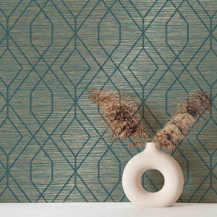 Fusion Teal Trellis Wallpaper - York Wallcoverings - M1773 - York Wallcoverings Wallpaper