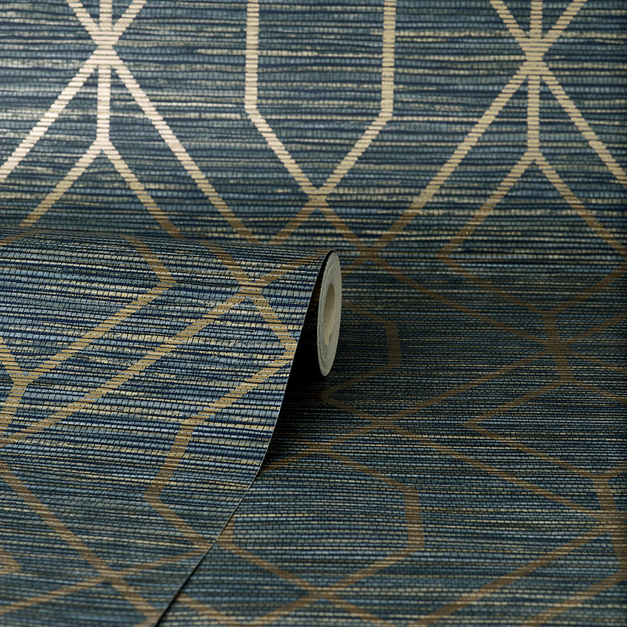fusion-navy-trellis-wallpaper-york-wallcoverings-m1774 - York Wallcoverings Wallpaper