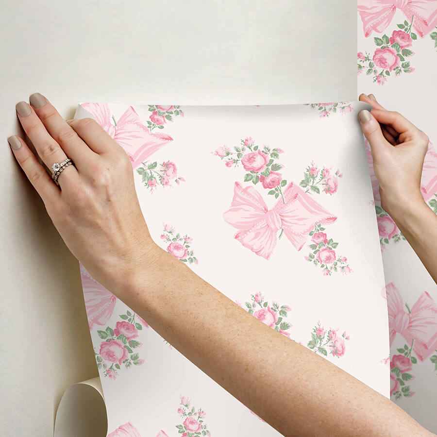 Rosa Beaux Pink Peel & Stick Wallpaper - York Wallcoverings - LFS6273 - York Wallcoverings Wallpaper