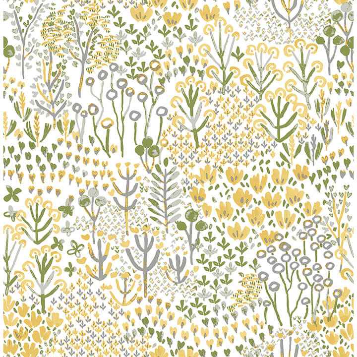 Flower Parade Yellow Peel and Stick Wallpaper - York Wallcoverings - NUS6211 - York Wallcoverings Wallpaper