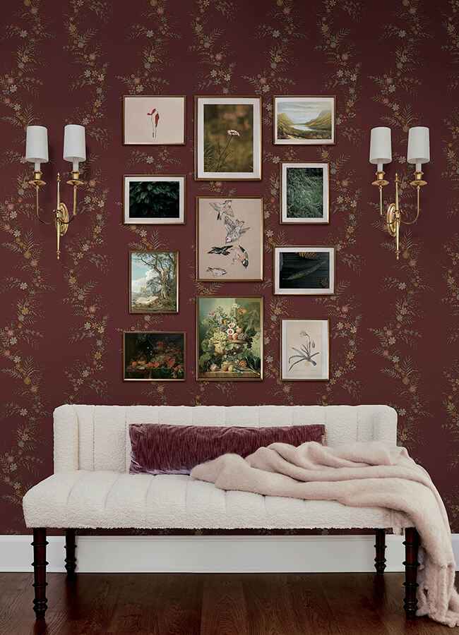 Posy Cranberry Peel & Stick Wallpaper - York Wallcoverings - CJS6322 - York Wallcoverings Wallpaper