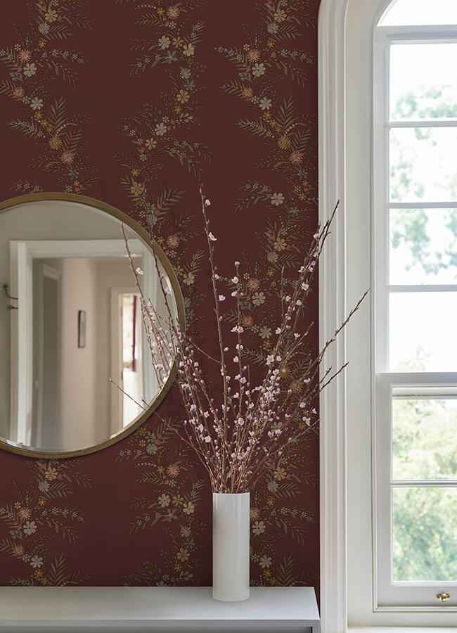 Posy Cranberry Peel & Stick Wallpaper - York Wallcoverings - CJS6322 - York Wallcoverings Wallpaper