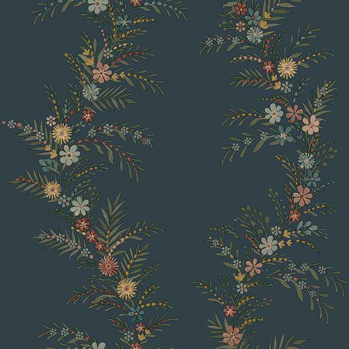 Posy Midnight Peel & Stick Wallpaper - York Wallcoverings - CJS6324 - York Wallcoverings Wallpaper