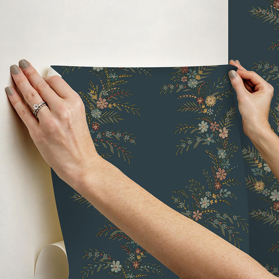 clj-posy-midnight-peel-and-stick-wallpaper-york-wallcoverings-cjs6324 - York Wallcoverings Wallpaper