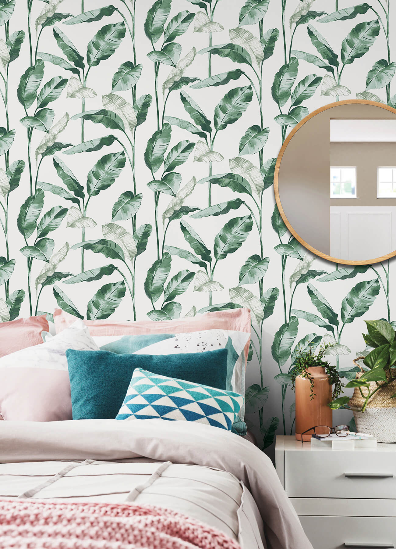 teal-banana-leaf-peel-and-stick-wallpaper-york-wallcoverings-nus4904 - York Wallcoverings Wallpaper