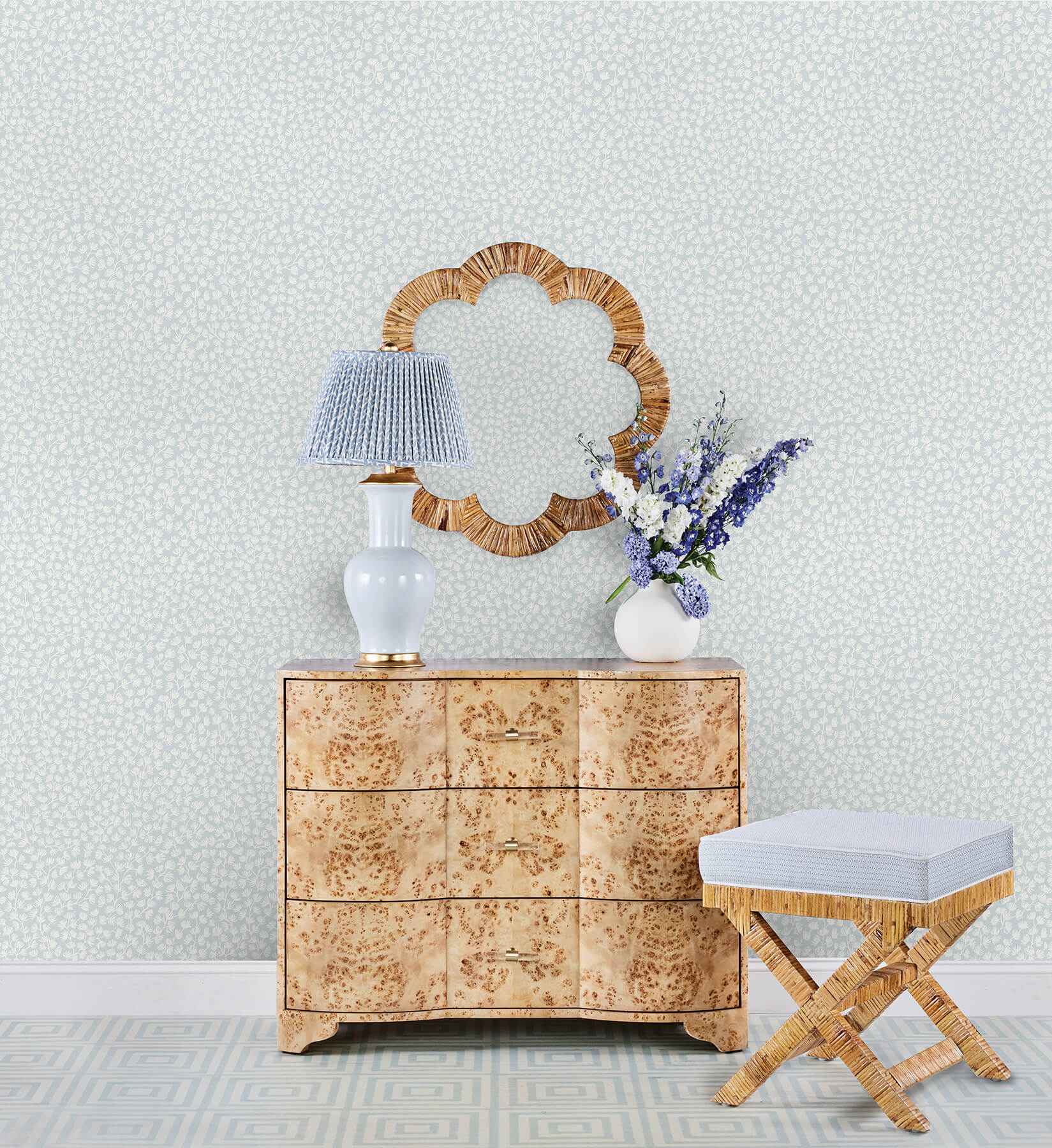 Sea Fern Blue Mist Peel and Stick Wallpaper - York Wallcoverings - SSS6307 - York Wallcoverings Wallpaper