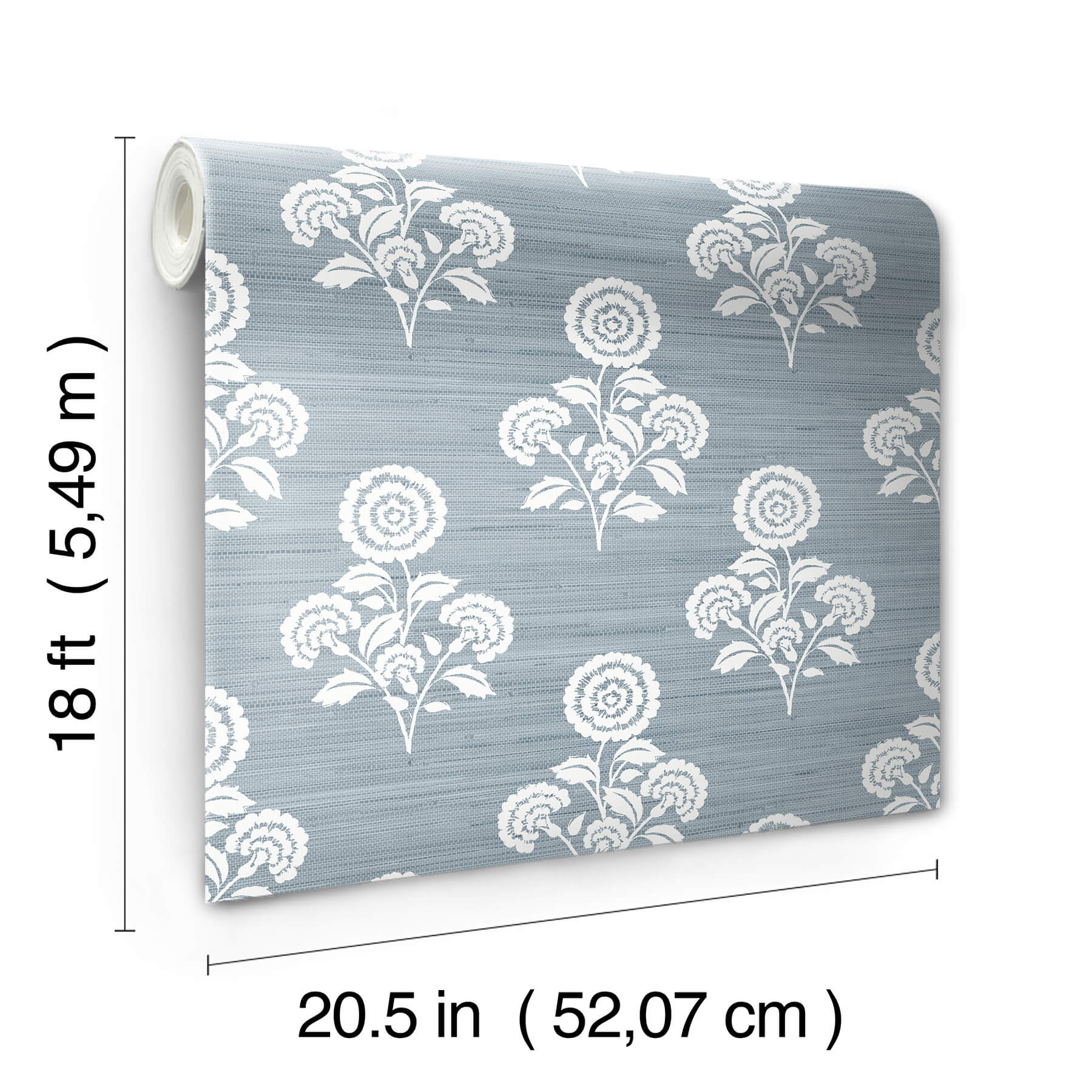 flourish-block-print-mineral-blue-faux-grasscloth-peel-and-stick-wallpaper-york-wallcoverings-sss6309 - York Wallcoverings Wallpaper