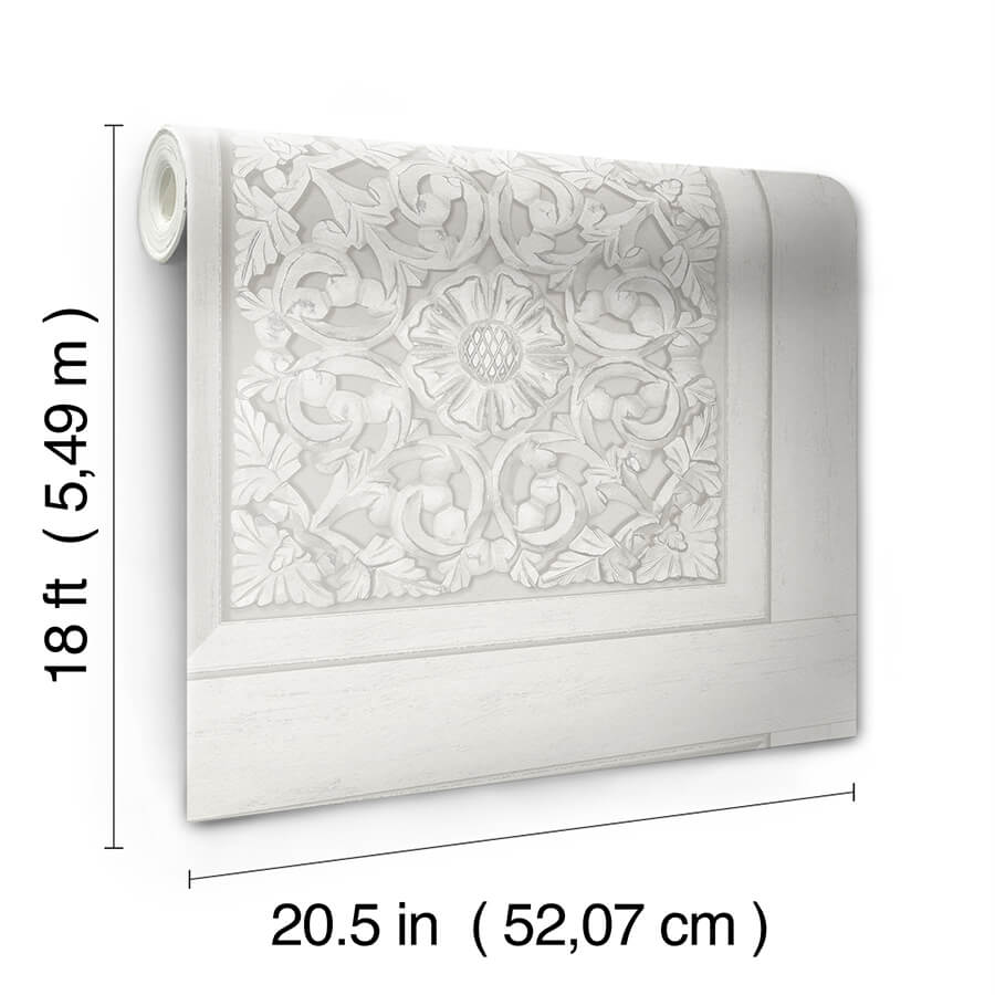 carved-floral-white-peel-and-stick-wallpaper-york-wallcoverings-nhs6175 - York Wallcoverings Wallpaper