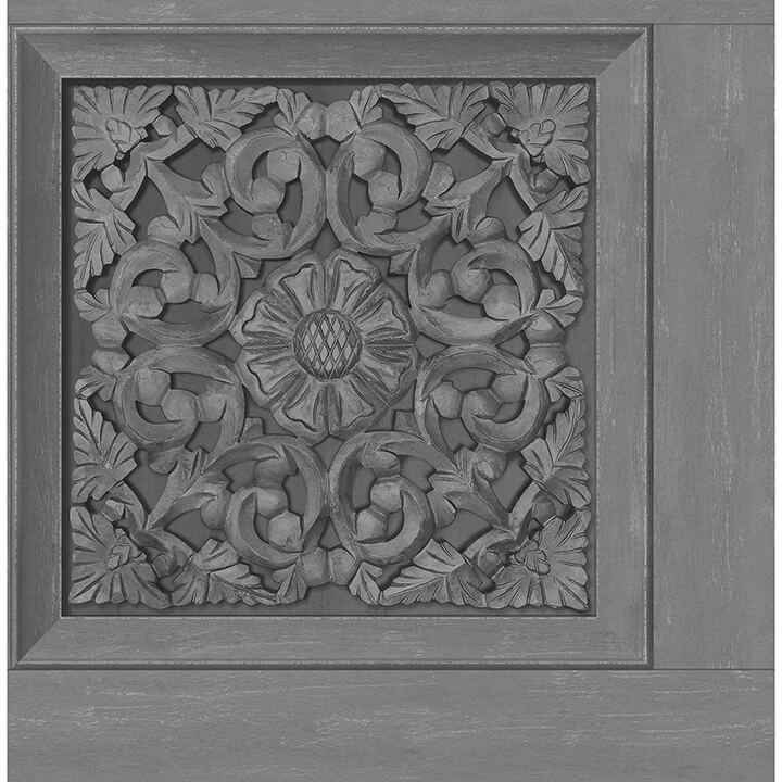 Carved Floral Grey Peel and Stick Wallpaper - York Wallcoverings - NHS6176 - York Wallcoverings Wallpaper