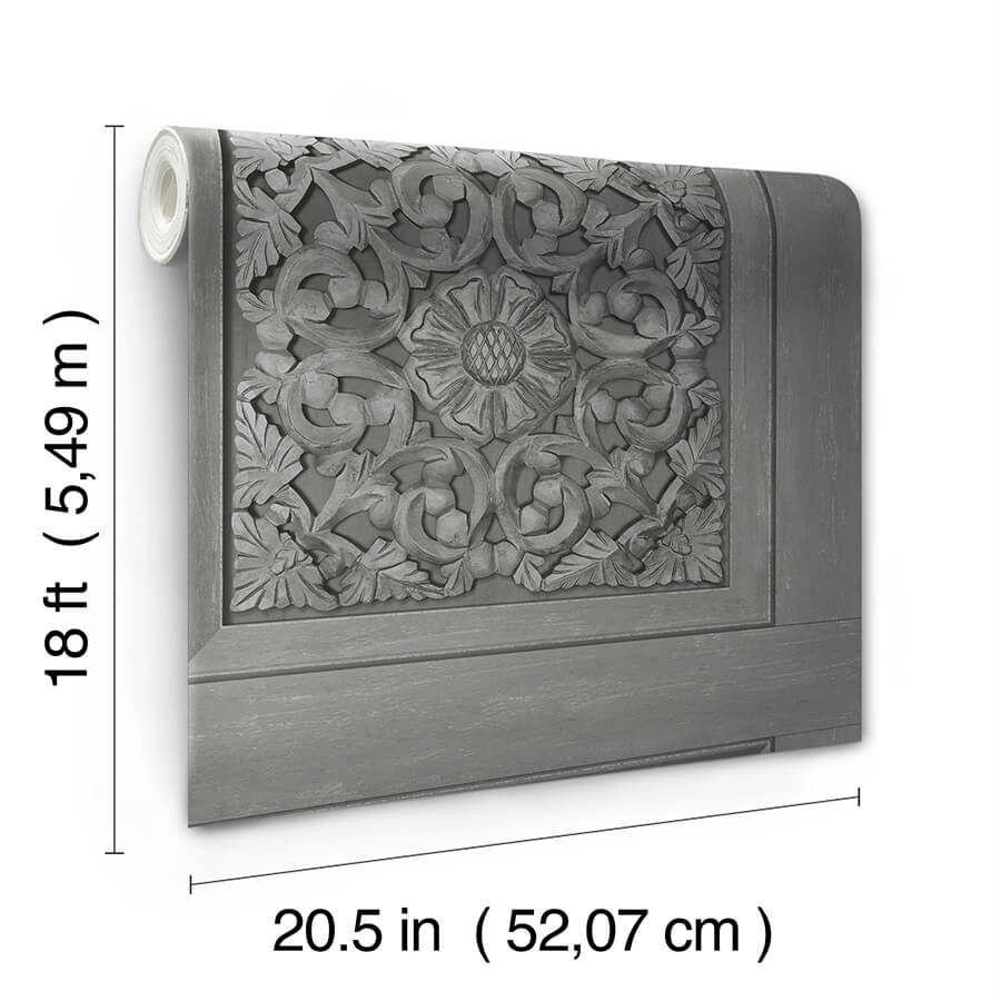 carved-floral-grey-peel-and-stick-wallpaper-york-wallcoverings-nhs6176 - York Wallcoverings Wallpaper