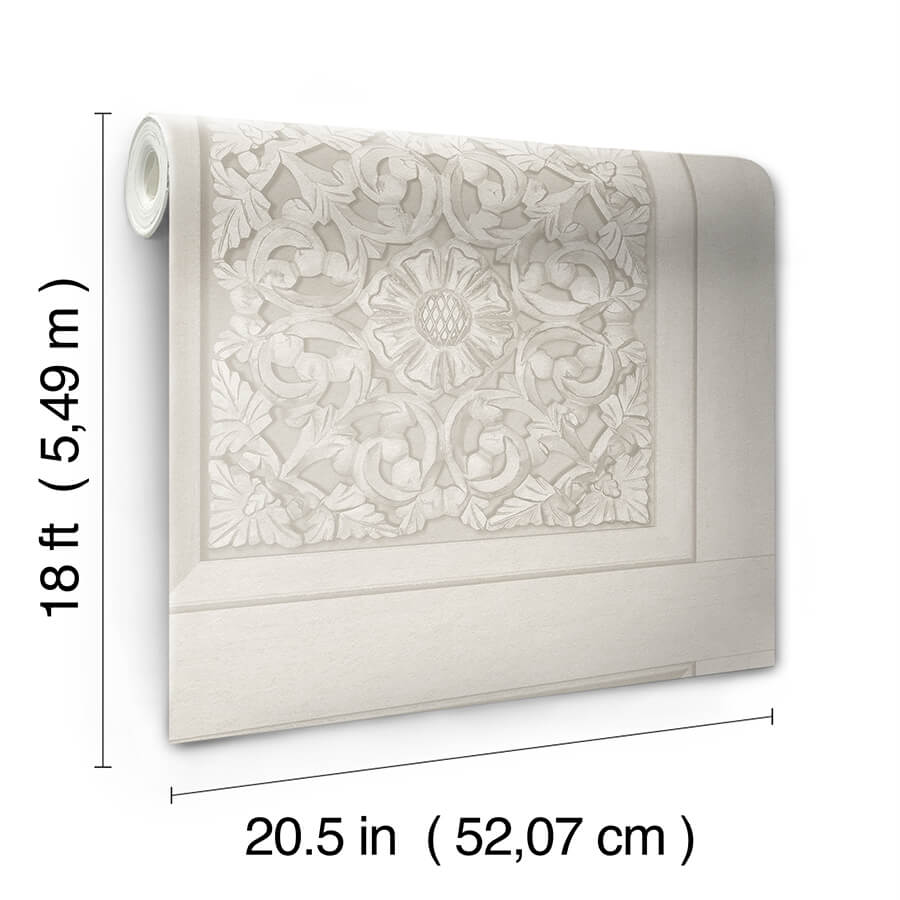 carved-floral-cream-peel-and-stick-wallpaper-york-wallcoverings-nhs6177 - York Wallcoverings Wallpaper