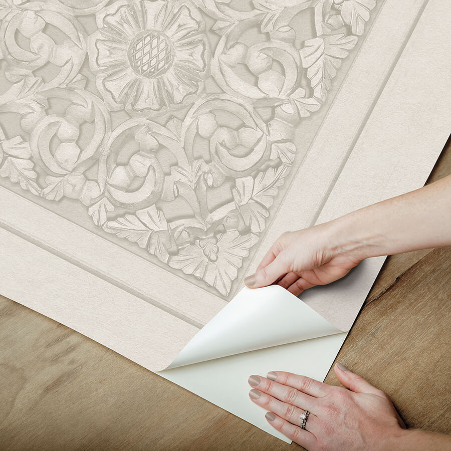 carved-floral-cream-peel-and-stick-wallpaper-york-wallcoverings-nhs6177 - York Wallcoverings Wallpaper