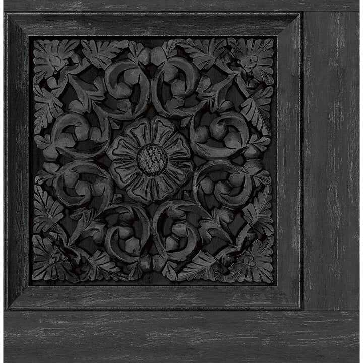 Carved Floral Black Peel and Stick Wallpaper - York Wallcoverings - NHS6178 - York Wallcoverings Wallpaper