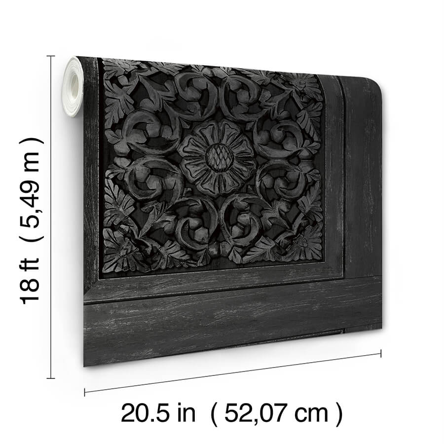 carved-floral-black-peel-and-stick-wallpaper-york-wallcoverings-nhs6178 - York Wallcoverings Wallpaper