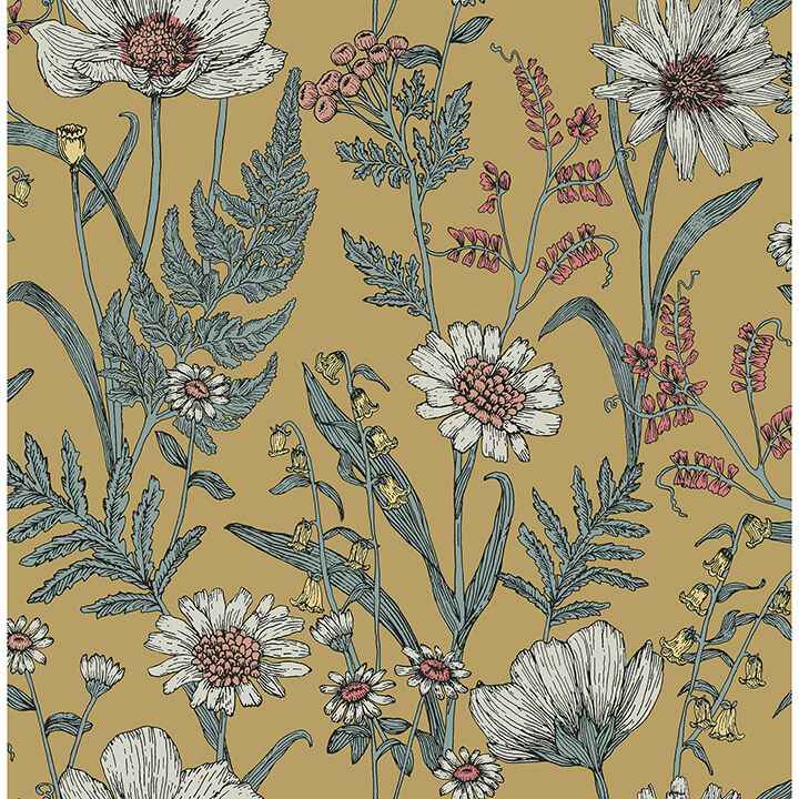 Spring Meadow Yellow Peel and Stick Wallpaper - York Wallcoverings - NHS6180 - York Wallcoverings Wallpaper