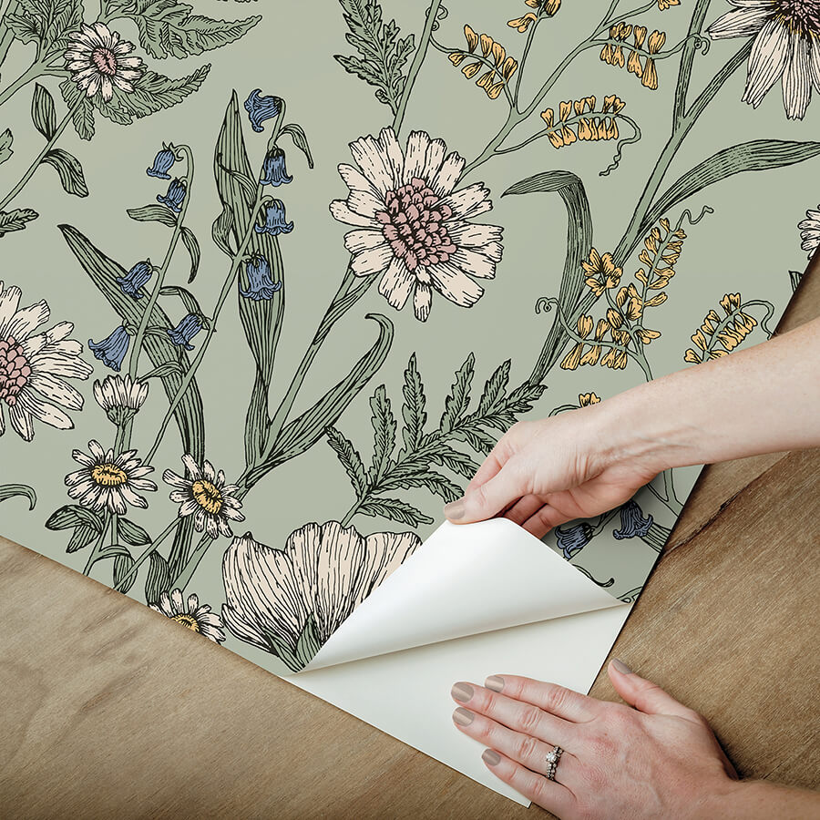 spring-meadow-green-peel-and-stick-wallpaper-york-wallcoverings-nhs6181 - York Wallcoverings Wallpaper