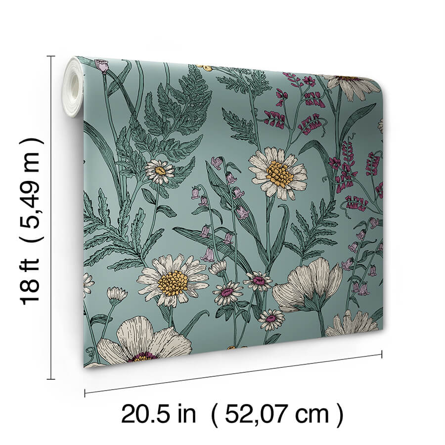 spring-meadow-blue-peel-and-stick-wallpaper-york-wallcoverings-nhs6182 - York Wallcoverings Wallpaper