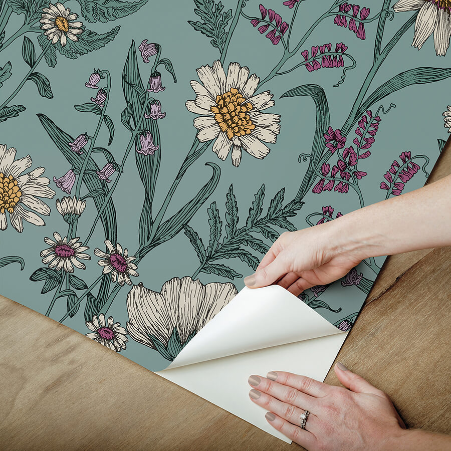 spring-meadow-blue-peel-and-stick-wallpaper-york-wallcoverings-nhs6182 - York Wallcoverings Wallpaper