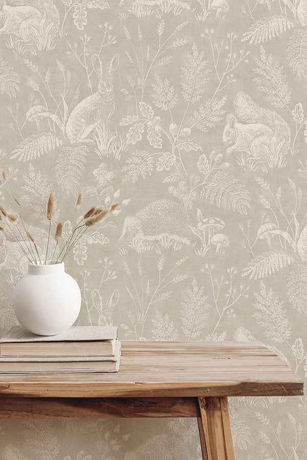 Woodland Light Grey Toile Wallpaper - York Wallcoverings - 4164-M1800 - York Wallcoverings Wallpaper