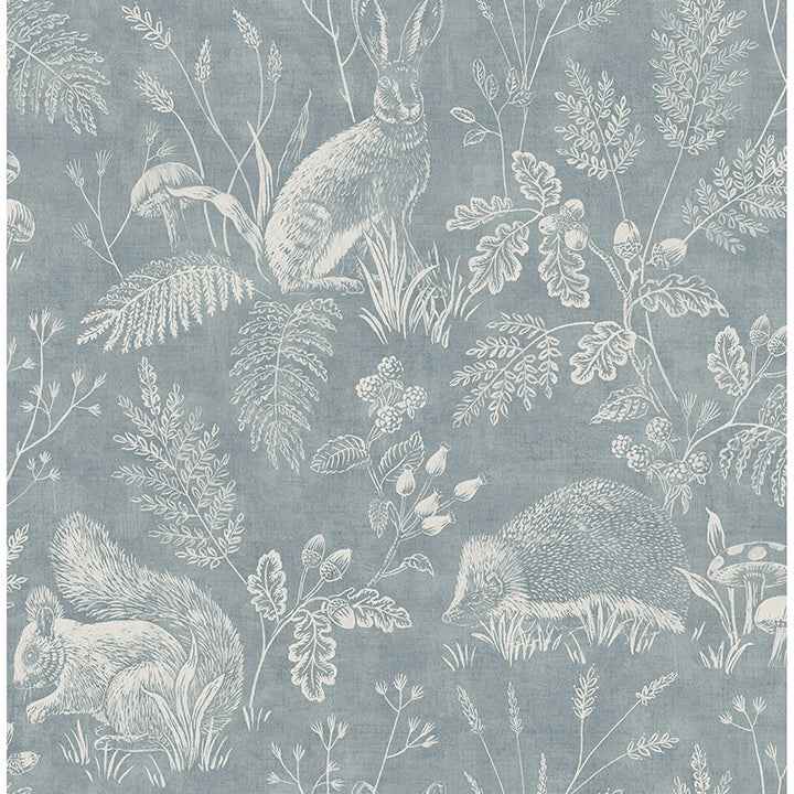 Woodland Blue Toile Wallpaper - York Wallcoverings - 4164-M1802