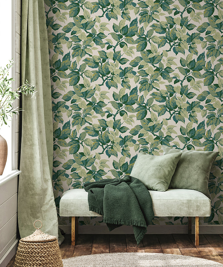 canopy-green-leaf-wallpaper-york-wallcoverings-4164-m1804 - York Wallpaper Wallpaper