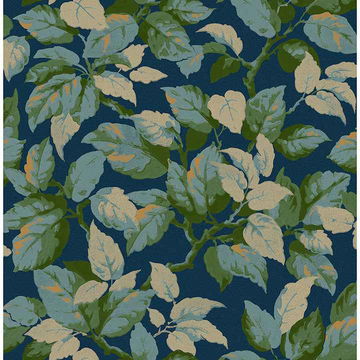 Canopy Navy Leaf Wallpaper - York Wallcoverings - 4164-M1807 - York Wallcoverings Wallpaper