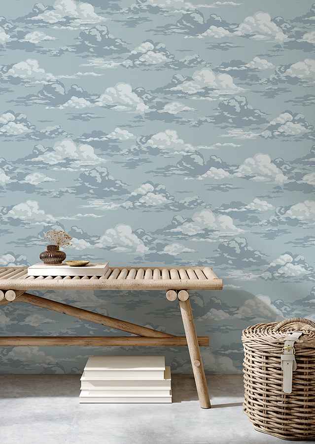 Cumulus Blue Clouds Wallpaper - York Wallcoverings - 4164-M1808 - York Wallcoverings Wallpaper