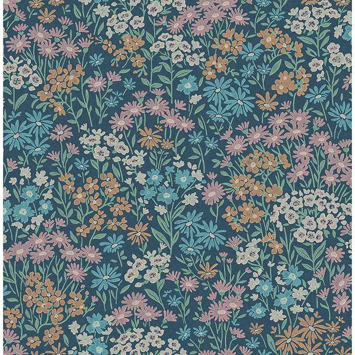 Ditsy Dark Blue Daisies Wallpaper - York Wallcoverings - 4164-M1813 - York Wallcoverings Wallpaper
