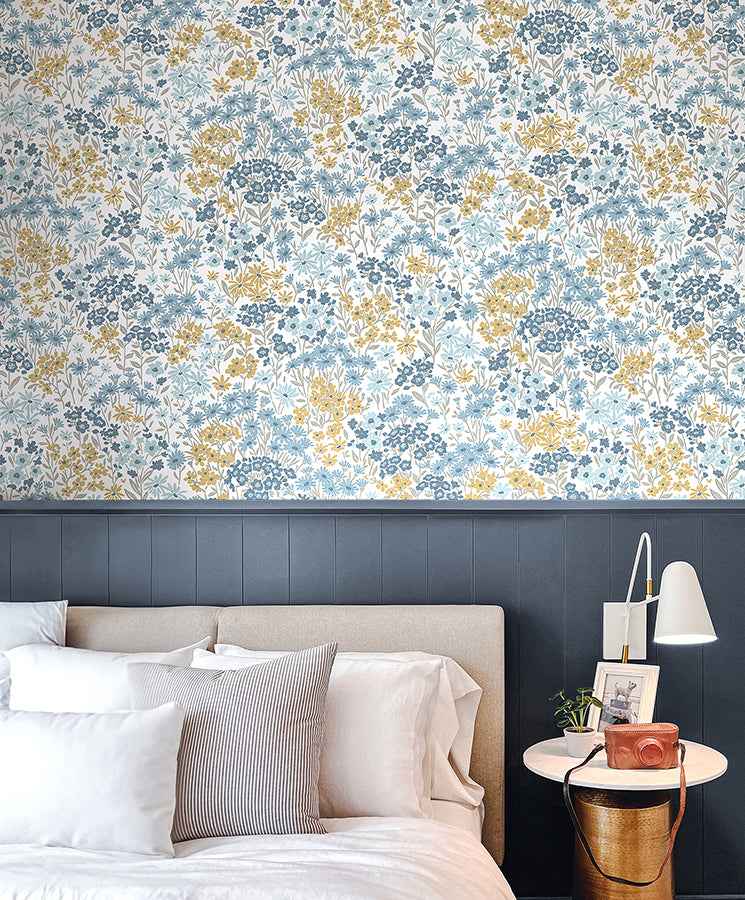 Ditsy Light Blue Daisies Wallpaper - York Wallcoverings - 4164-M1814 - York Wallcoverings Wallpaper