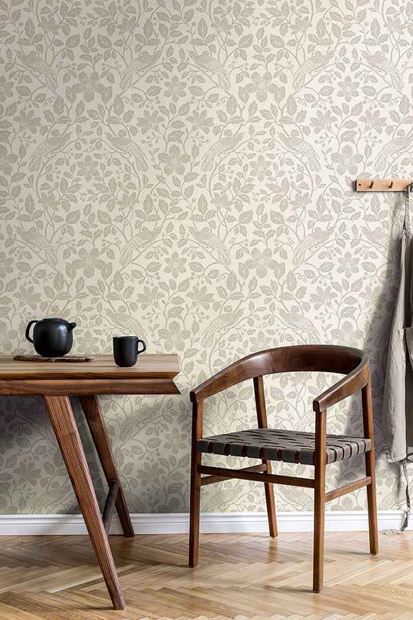 Marlow Bone Bird Vine Wallpaper - York Wallcoverings - 4164-M1815 - York Wallcoverings Wallpaper