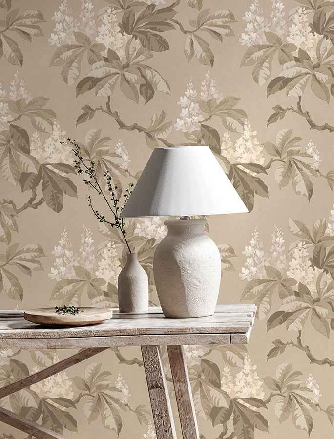 Chestnut Beige Floral Wallpaper - York Wallcoverings - 4164-M1820 - York Wallcoverings Wallpaper