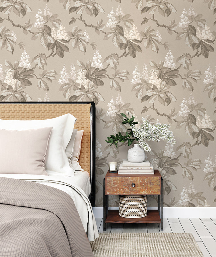 chestnut-beige-floral-wallpaper-york-wallcoverings-4164-m1820 - York Wallcoverings Wallpaper