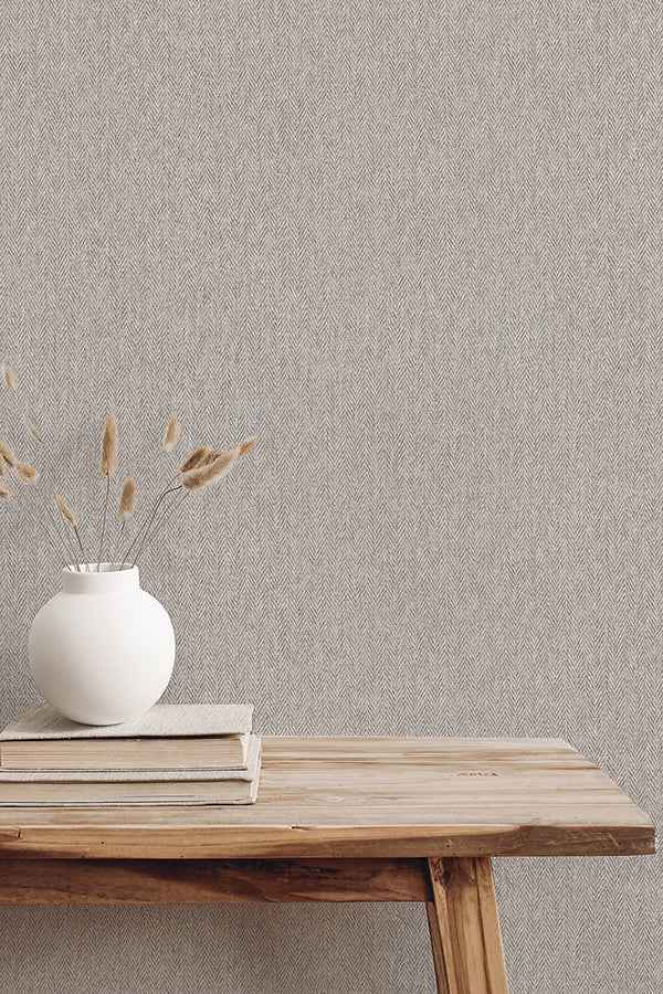 Herringbone Grey Tweed Wallpaper - York Wallcoverings - 4164-M1827 - York Wallcoverings Wallpaper