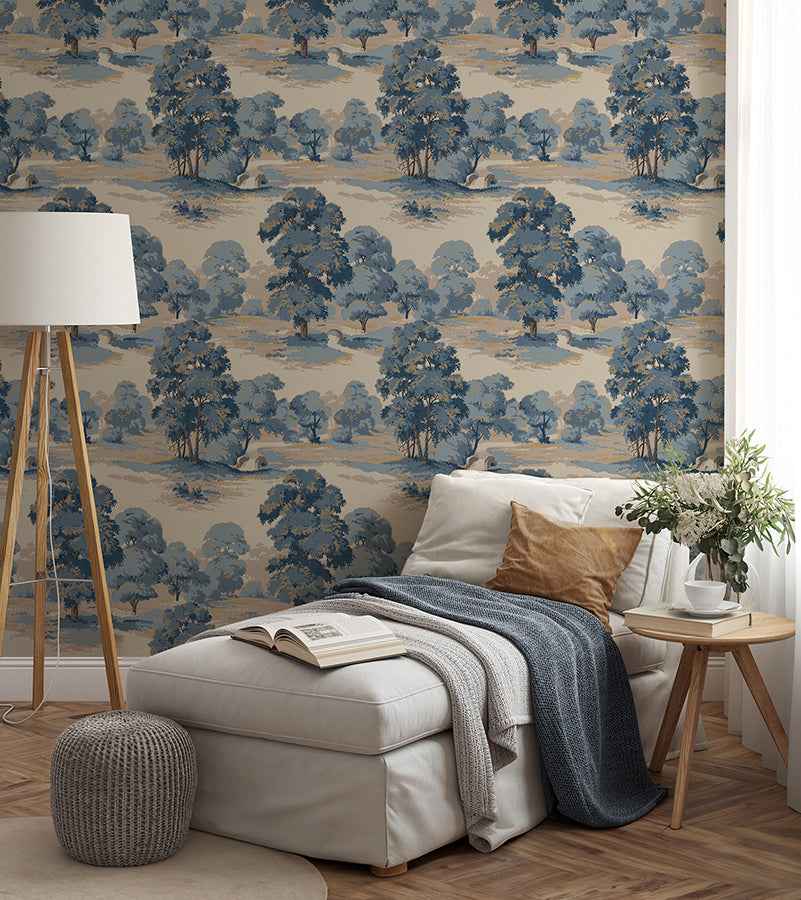 Sherwood Blue Glade Wallpaper - York Wallcoverings - 4164-M1830 - York Wallcoverings Wallpaper