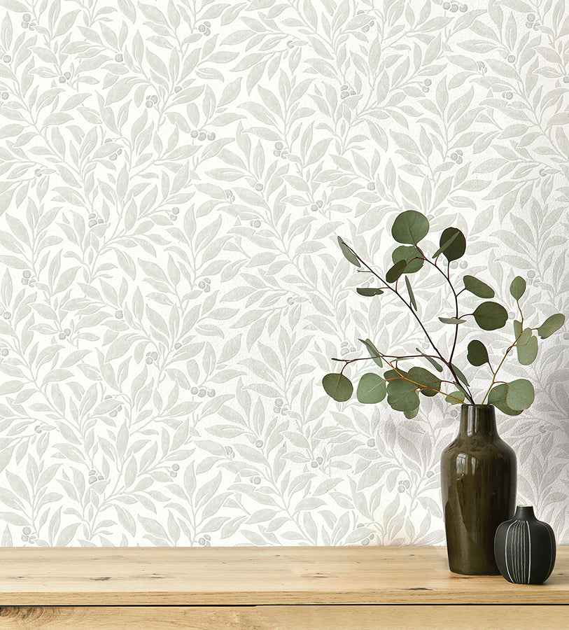Winter Berry Light Grey Vine Wallpaper - York Wallcoverings - 4164-M1843 - York Wallcoverings Wallpaper