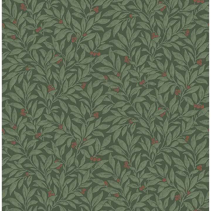 Winter Berry Evergreen Vine Wallpaper - York Wallcoverings - 4164-M1844 - York Wallcoverings Wallpaper