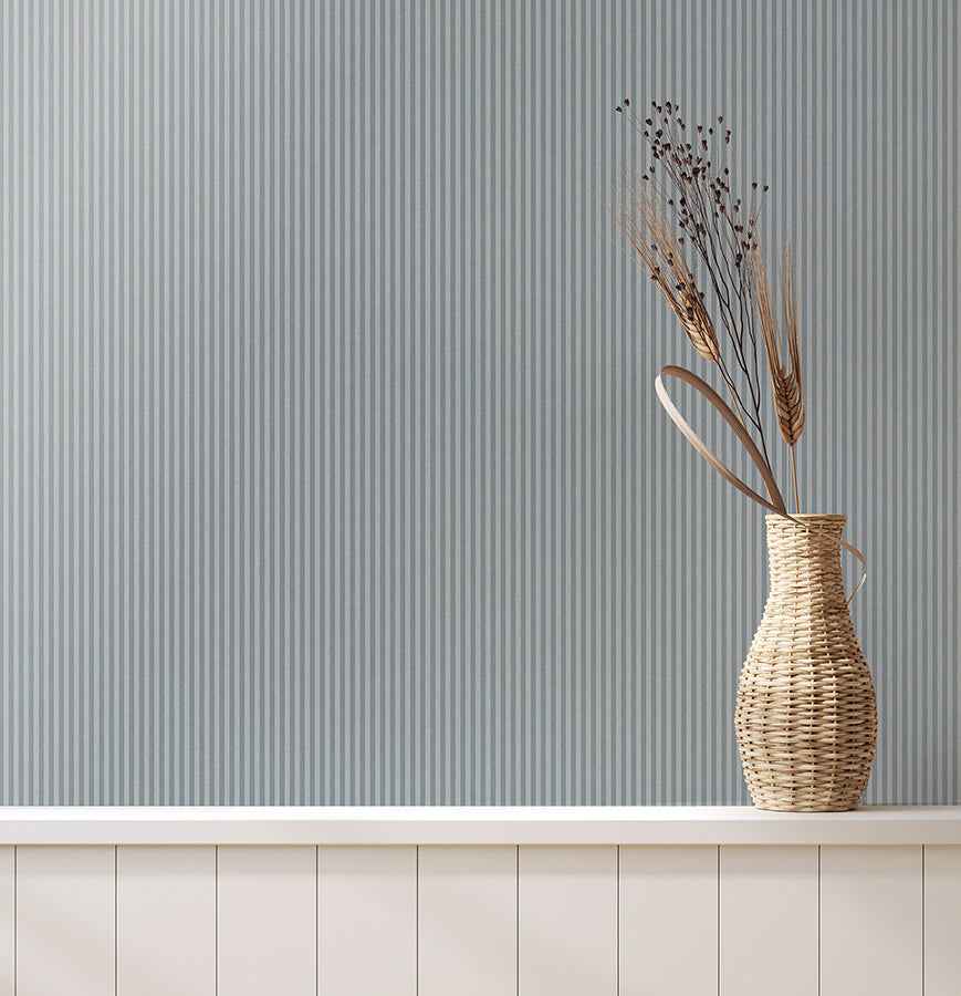Ticking Blue Stripe Wallpaper - York Wallcoverings - 4164-M1845 - York Wallcoverings Wallpaper