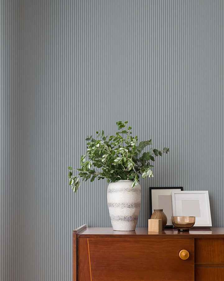 Ticking Blue Stripe Wallpaper - York Wallcoverings - 4164-M1845 - York Wallcoverings Wallpaper