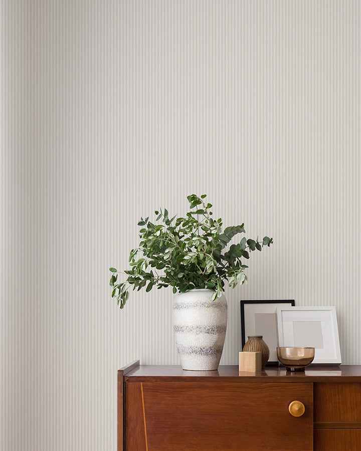 Ticking Light Grey Stripe Wallpaper - York Wallcoverings - 4164-M1847 - York Wallcoverings Wallpaper